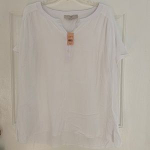 LOFT Plus Size Mixed Media Top